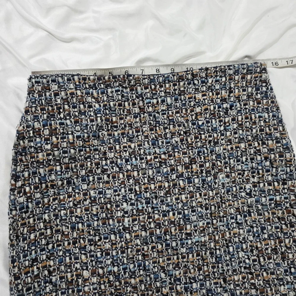 Talbots Womens Skirt Size Petite 4 Blue Tweed Wool Blend Pencil Professional